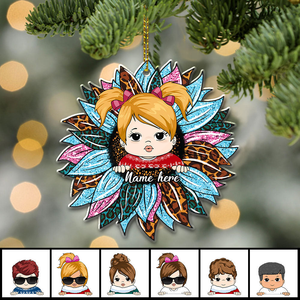 Sunflower With Grandkid Personalized Ornament For Happy Family Vr3 TRHN