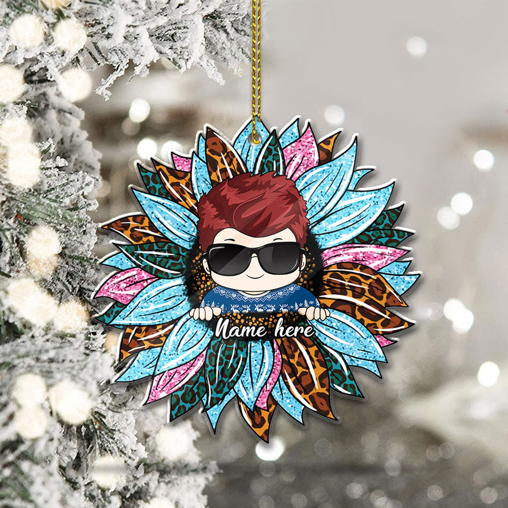 Sunflower With Grandkid Personalized Ornament For Happy Family Vr3 TRHN