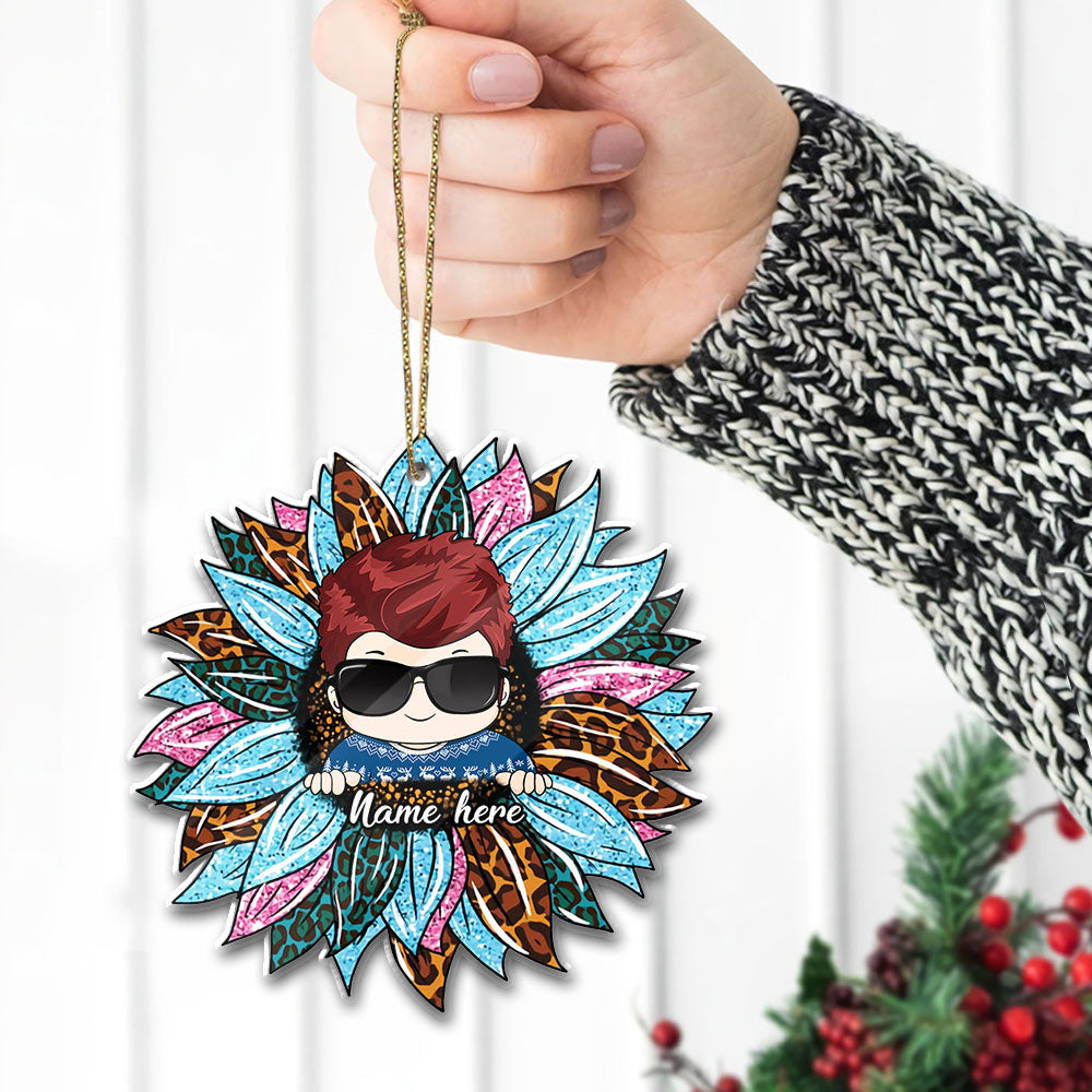 Sunflower With Grandkid Personalized Ornament For Happy Family Vr3 TRHN