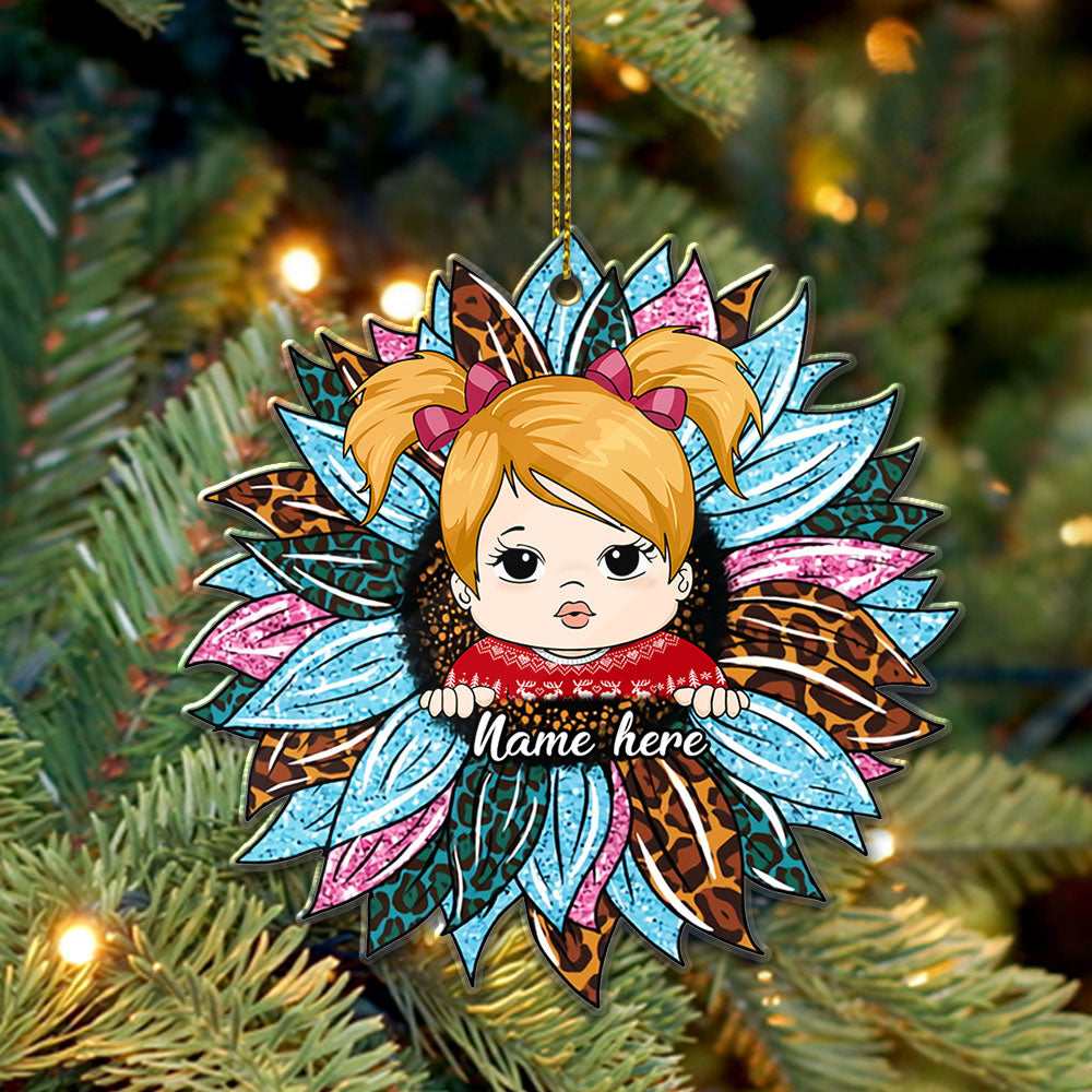 Sunflower With Grandkid Personalized Ornament For Happy Family Vr3 TRHN