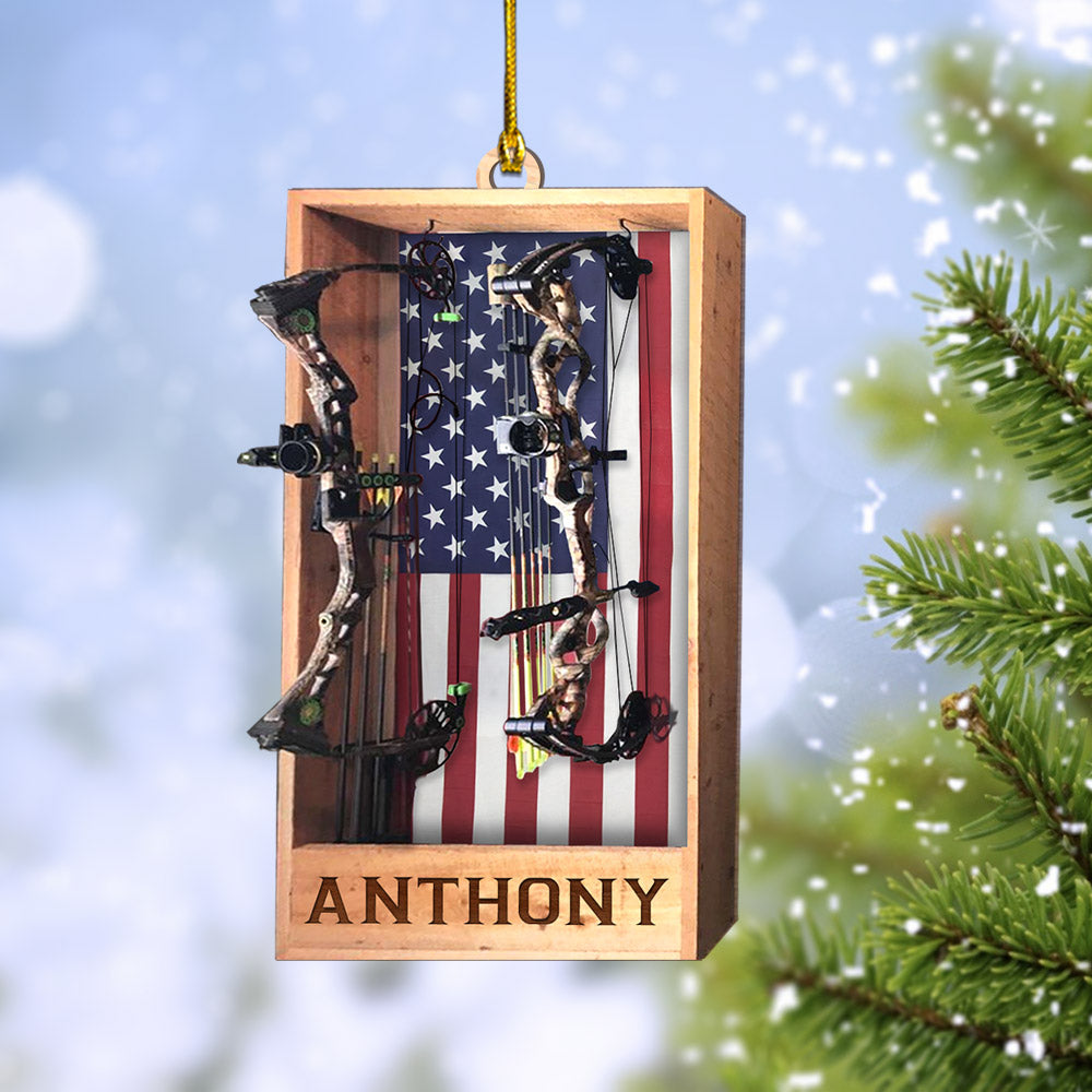 Hunting Customized Name, Archery & Flag Personalized For Hunters, Name can be changed vr3