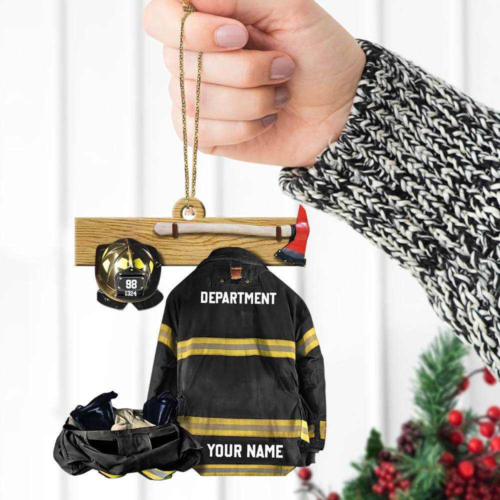 Firefighter Armor Custom Shaped Acrylic Ornament Two Sides Print Custom Clothing Sets, Made By Acrylic And The 2 Sides Are The Same