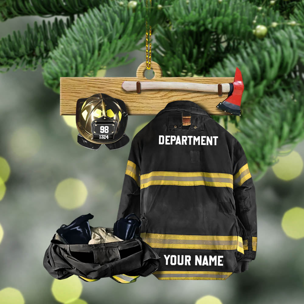Firefighter Armor Custom Shaped Acrylic Ornament Two Sides Print Custom Clothing Sets, Made By Acrylic And The 2 Sides Are The Same