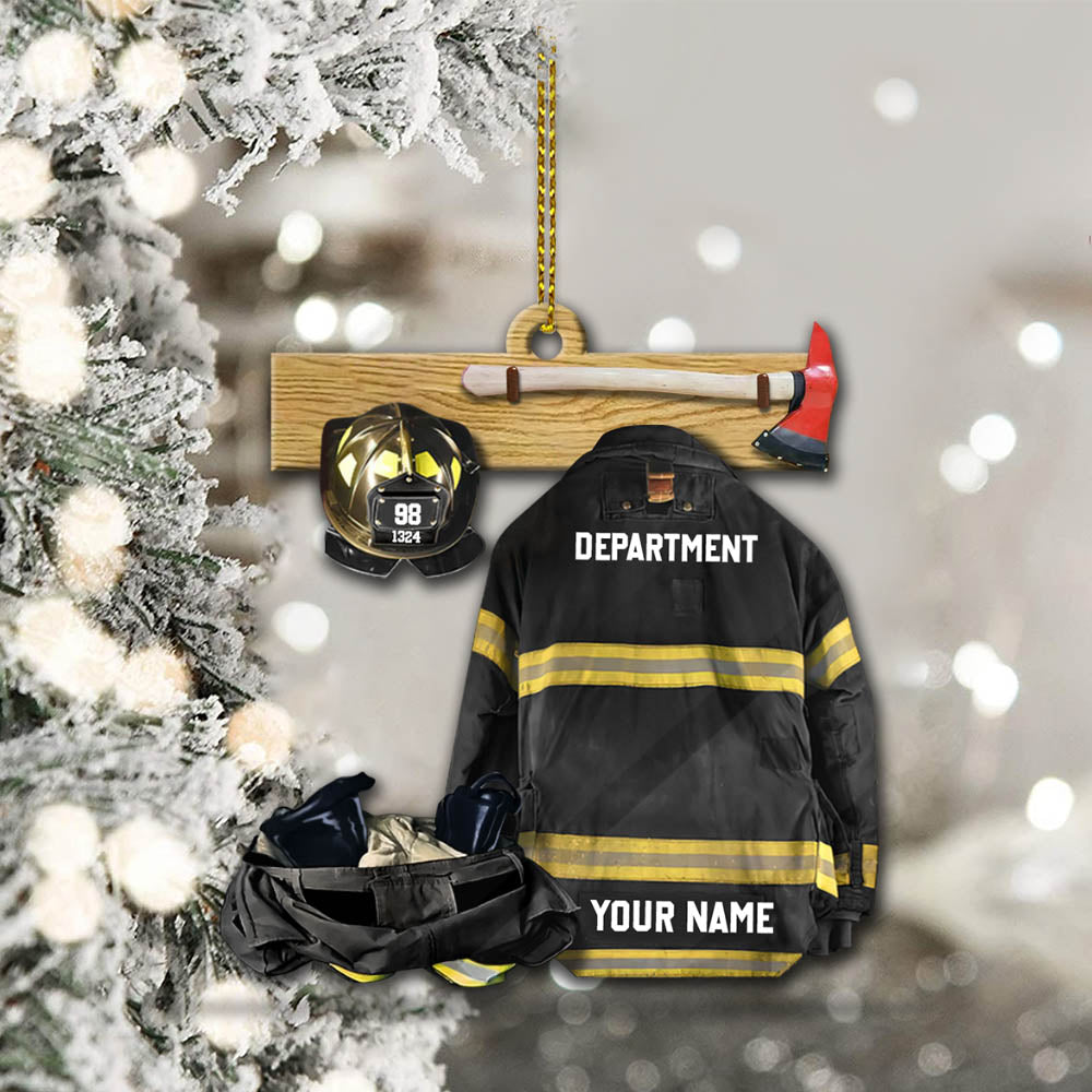 Firefighter Armor Custom Shaped Acrylic Ornament Two Sides Print Custom Clothing Sets, Made By Acrylic And The 2 Sides Are The Same