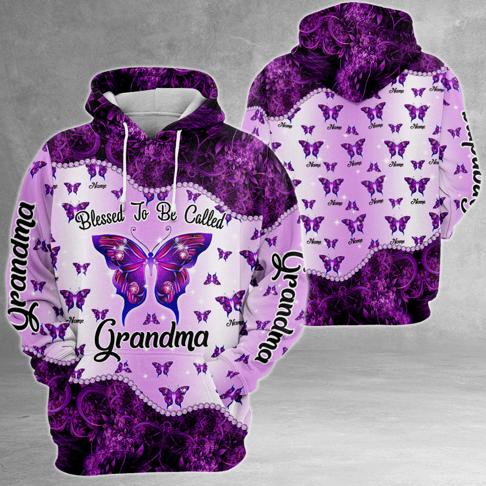Personalized I Love Being Grandma Butterfly Grandkid's Name All Over Print Shirts For Grandma Nana Gigi