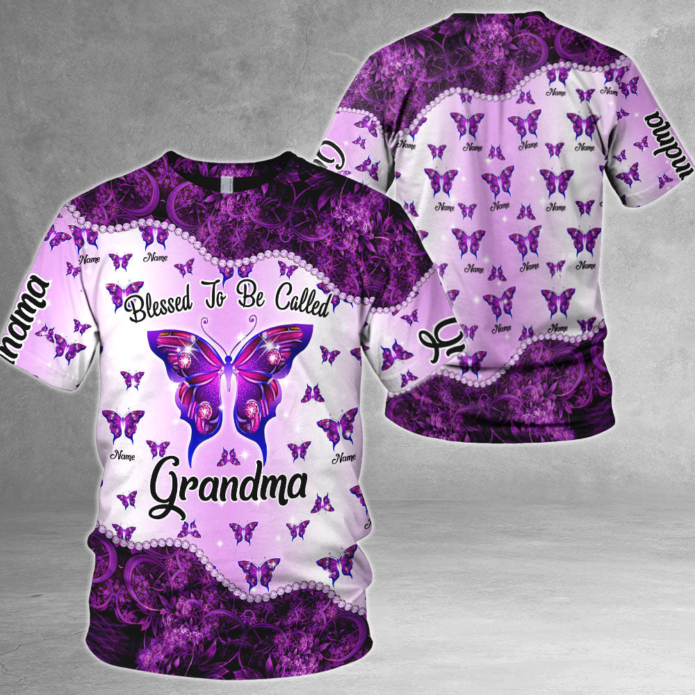Personalized I Love Being Grandma Butterfly Grandkid's Name All Over Print Shirts For Grandma Nana Gigi