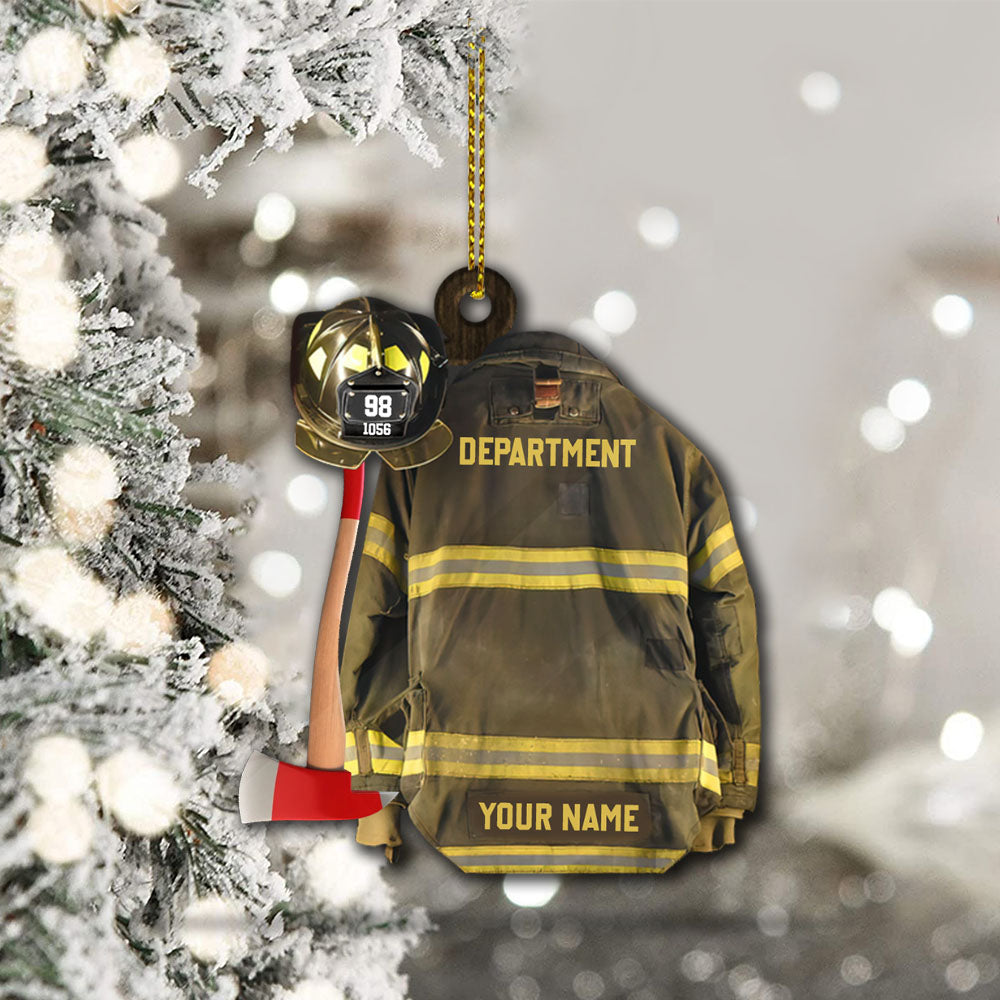 Firefighter Armor Custom Shaped Acrylic Ornament Two Sides Print, Made By Acrylic And The 2 Sides Are The Same
