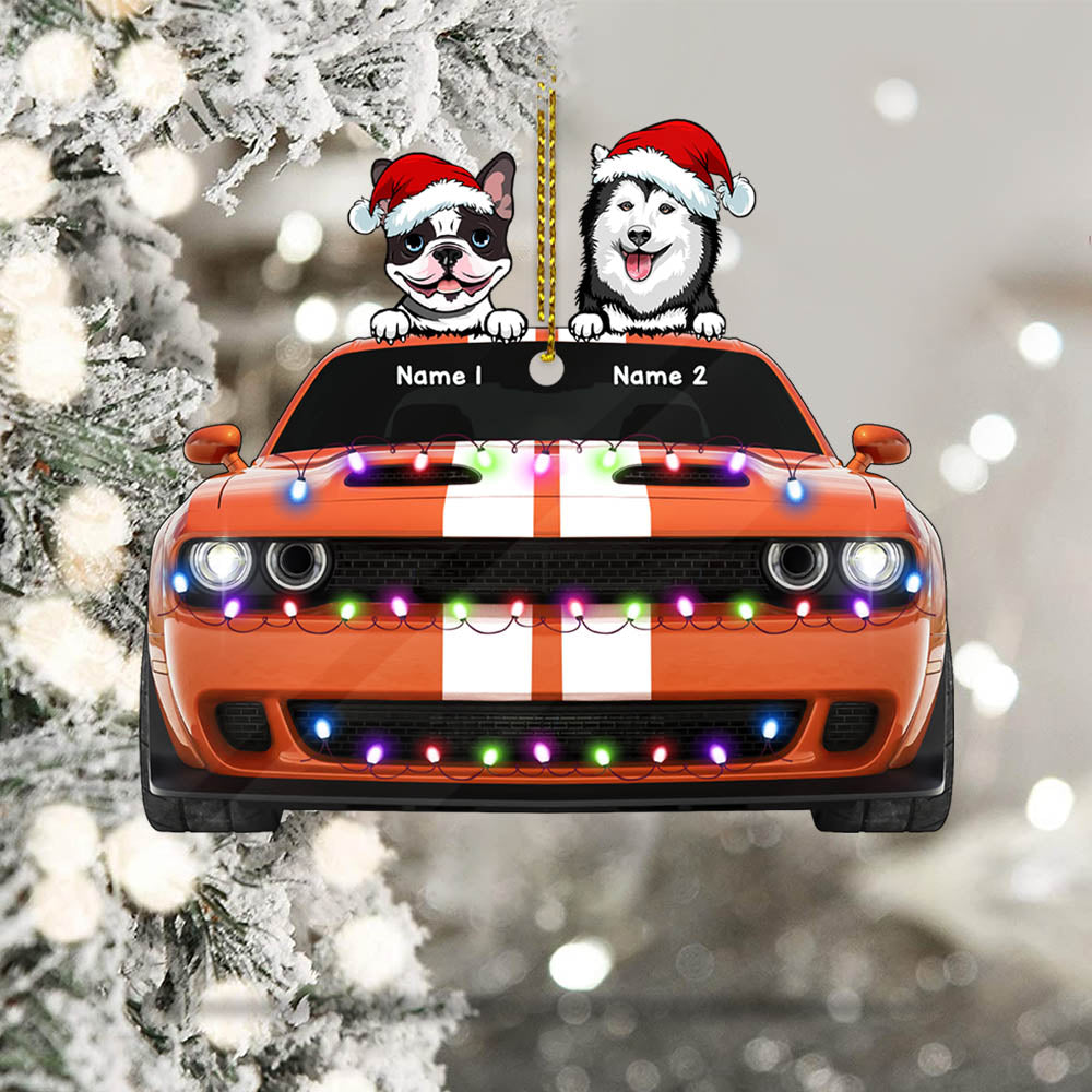 Traveling Dogs Challenger, Personalized Cut Shape Acrylic 2 Sided Ornament, Christmas Gift For Dog Mom, Dog & Challenger Lovers, Made By Acrylic And The 2 Sides Are The Same