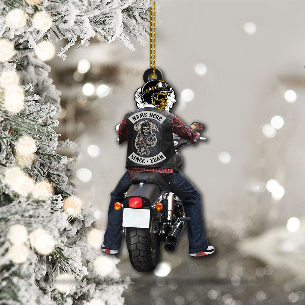 Biker Skull Personalized Name And Since Year Acrylic Ornament 2 Sides Print, Made By Acrylic And The 2 sides Are The Same
