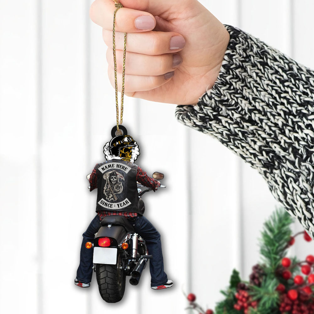 Biker Skull Personalized Name And Since Year Acrylic Ornament 2 Sides Print, Made By Acrylic And The 2 sides Are The Same
