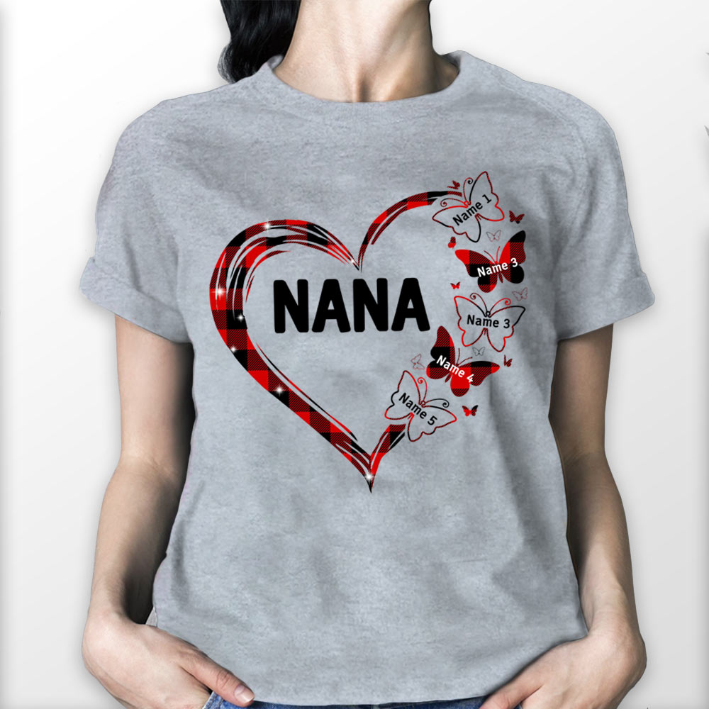 Leopard Checkered Floral Patterns Butterflies Mom Grandma Heart Personalized Shirt Vr2