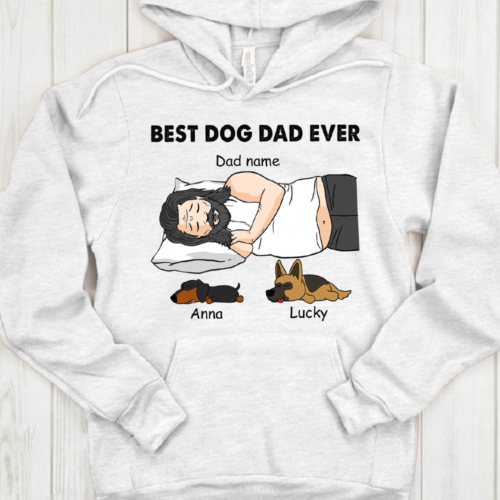 Personalized Dad Bod Sleeping With Dog, Best Dog Dad Ever, Father's Day Shirts, Gift For Dog Dad, Dog Lovers
