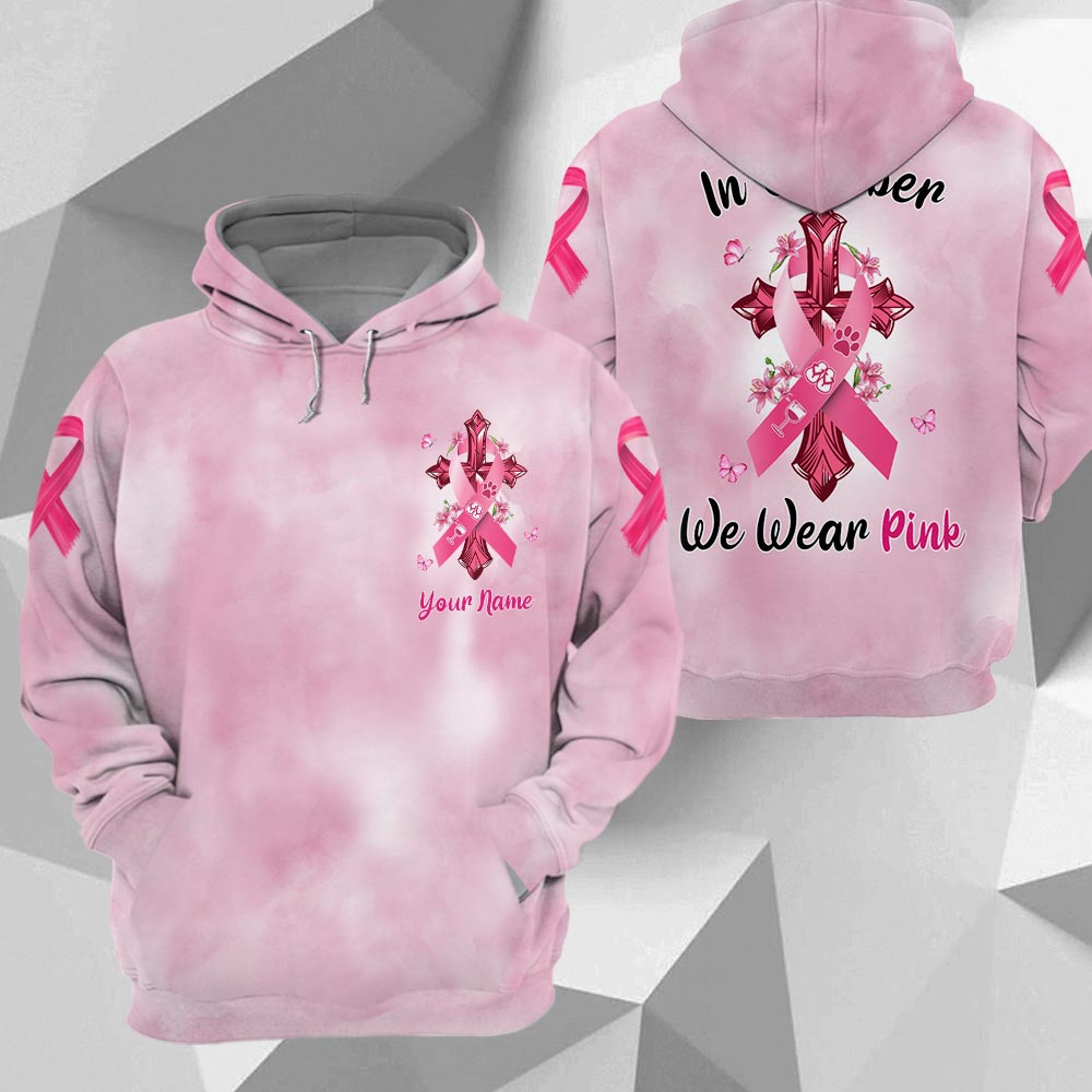 Paw Dog, Flip Flop, Wine, In October We Wear Pink, Breast Cancer Awareness Personalized All Over Print Shirt