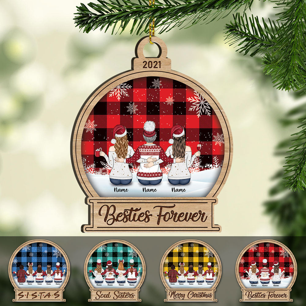 Soul Sisters, Personalized Wood Ornament For your beloved Sisters or Best Friends, Made By Wood And One Side Print