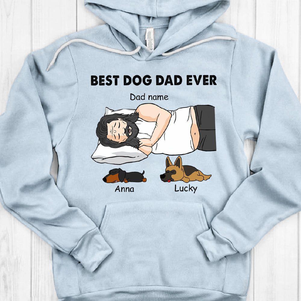 Personalized Dad Bod Sleeping With Dog, Best Dog Dad Ever, Father's Day Shirts, Gift For Dog Dad, Dog Lovers