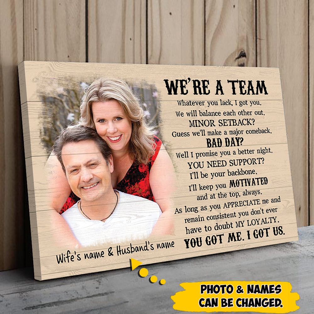 Custom We're A Team Poster & Canvas, Perfect Gift For Couples, Picture And Name Can Be Changed