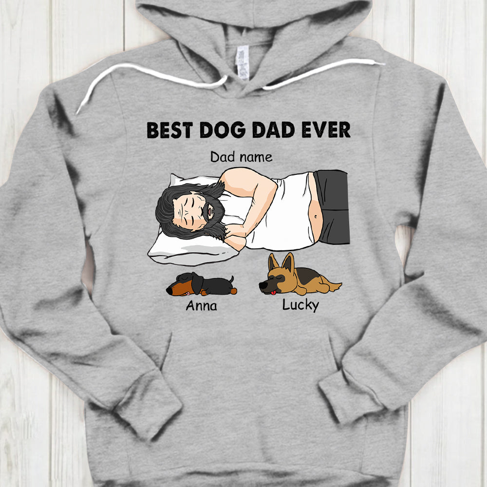 Personalized Dad Bod Sleeping With Dog, Best Dog Dad Ever, Father's Day Shirts, Gift For Dog Dad, Dog Lovers