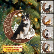 Australian Shepherd Sitting And Happy On The Moon 2 Layer Mix Wood And Acrylic Ornament