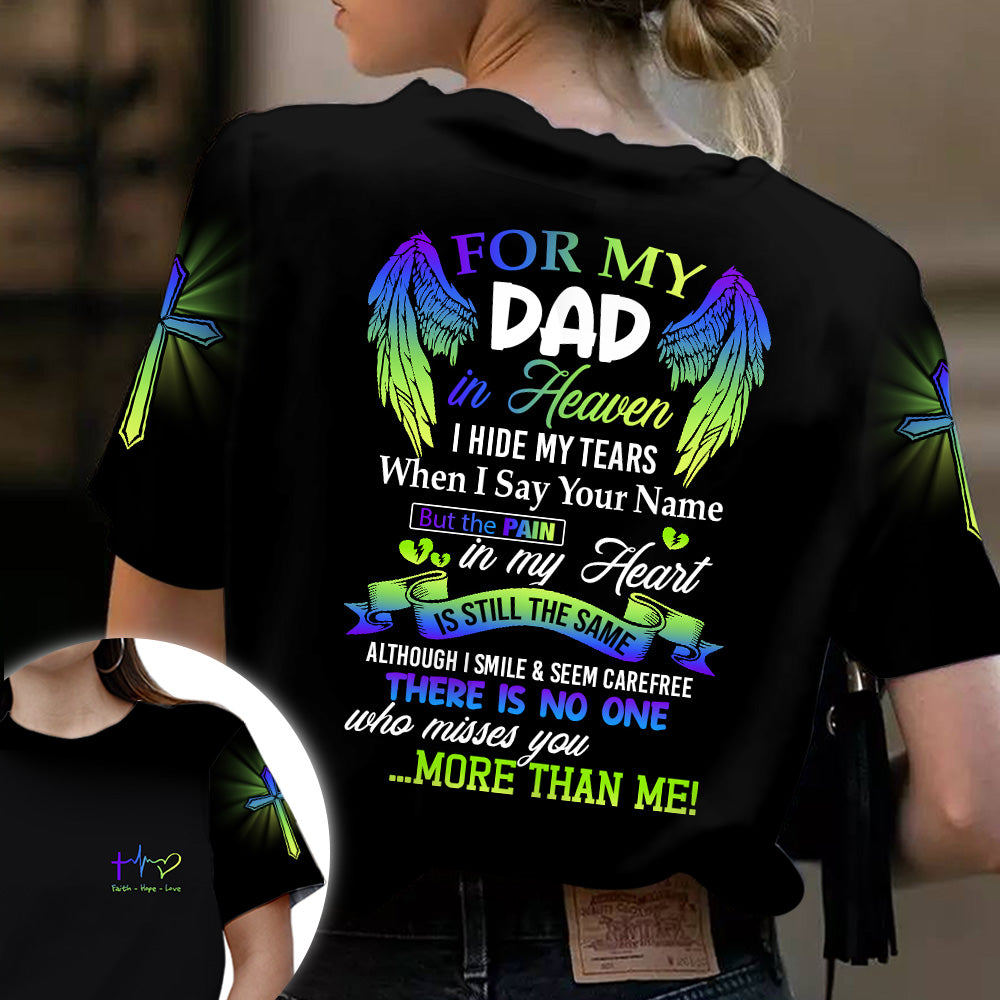 For My Dad In Heaven, Memorial Shirt Gift, All Over Print , Name Can Be Changed