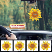 Sunflower Grandma Personalized Flat Acrylic Personalized Car Ornament For Grandma, 2 Sides Are The Same HN98 DO99
