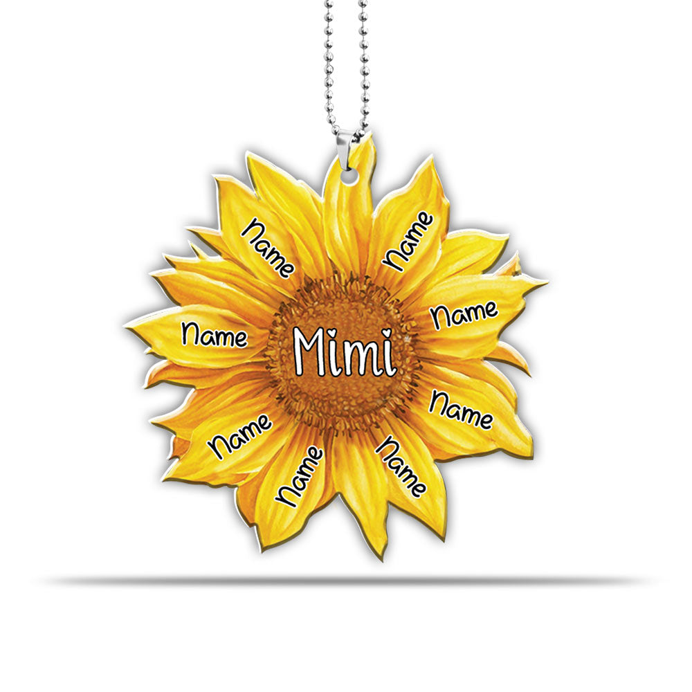 Sunflower Grandma Personalized Flat Acrylic Personalized Car Ornament For Grandma, 2 Sides Are The Same HN98 DO99