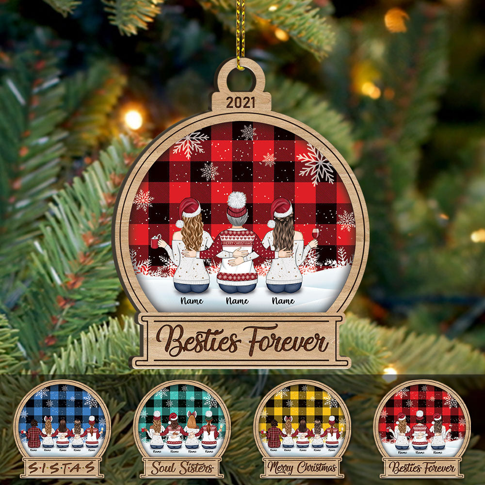 Soul Sisters, Personalized Wood Ornament For your beloved Sisters or Best Friends, Made By Wood And One Side Print