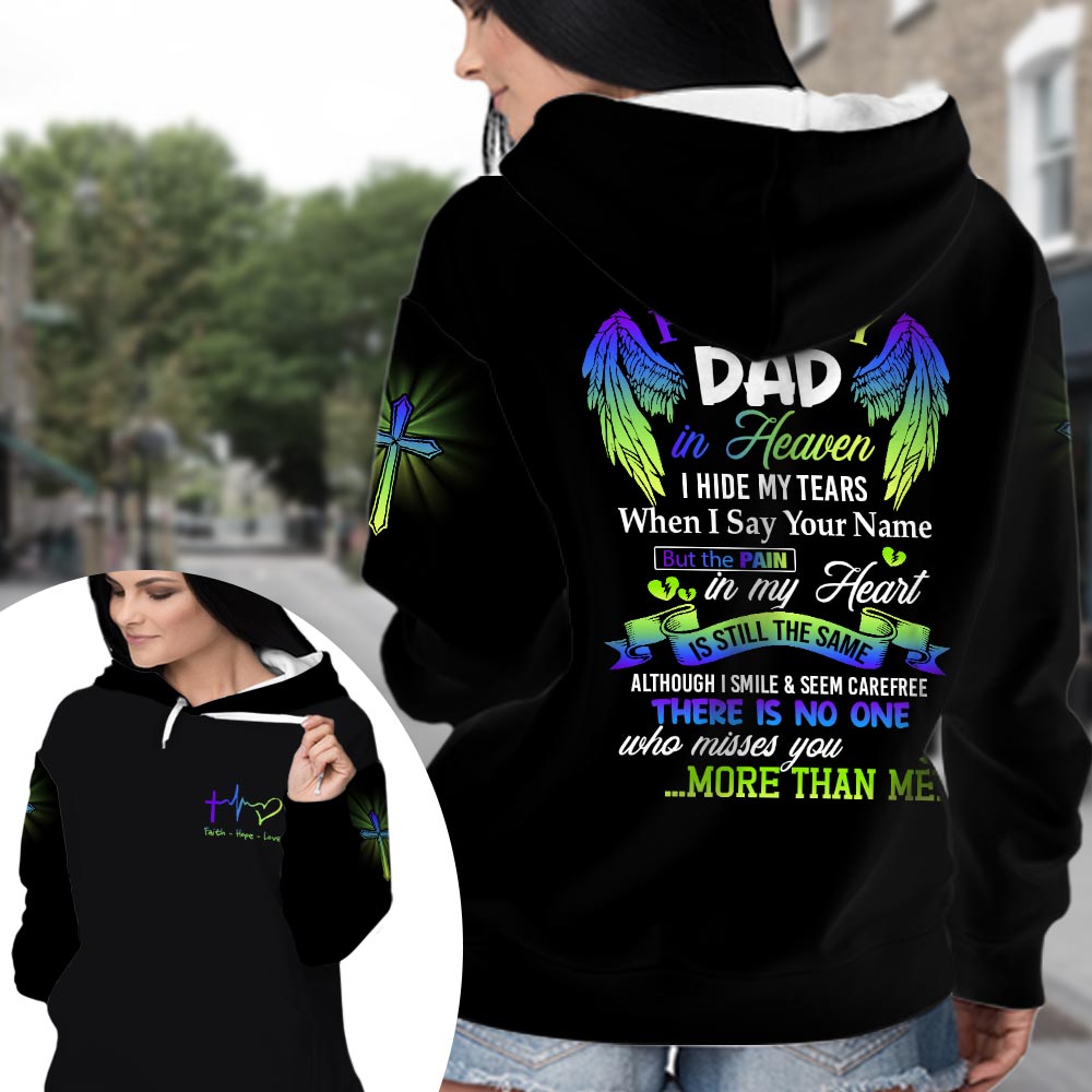 For My Dad In Heaven, Memorial Shirt Gift, All Over Print , Name Can Be Changed