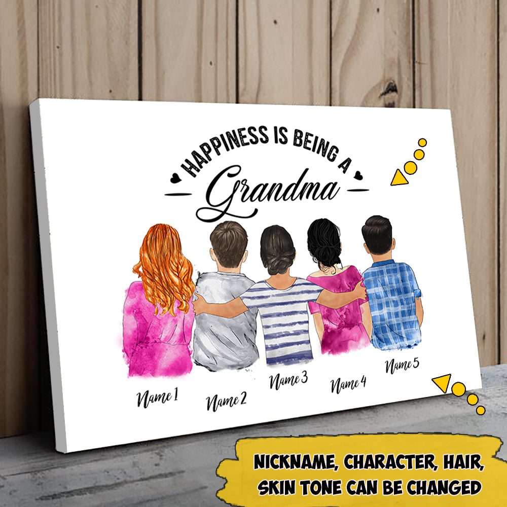 Custom Grandma's Hug, Happiness Is Being A Nickname Poster Canvas, Perfect Gift For Mother's Day