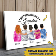 Custom Grandma's Hug, Happiness Is Being A Nickname Poster Canvas, Perfect Gift For Mother's Day