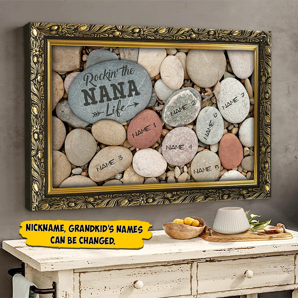Rockin' The Grandma Life Rock Stone Personalized Canvas Ver 2 For Grandma