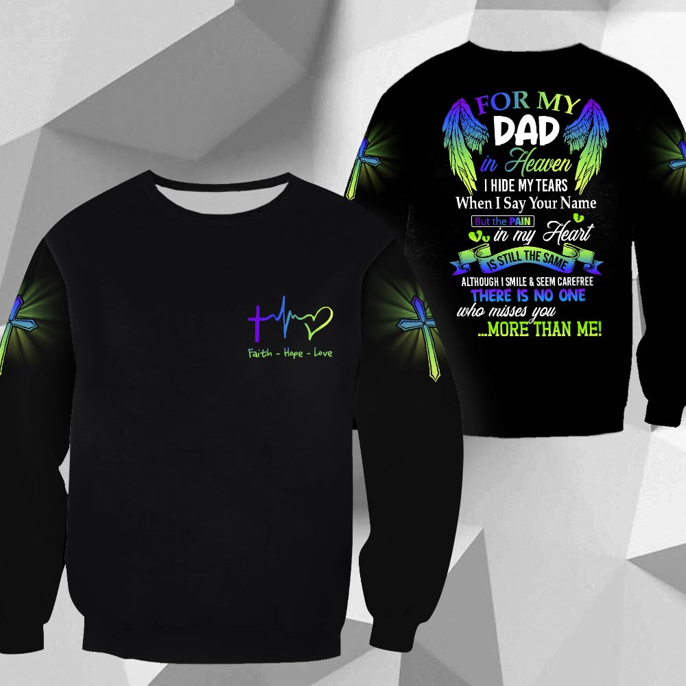 For My Dad In Heaven, Memorial Shirt Gift, All Over Print , Name Can Be Changed