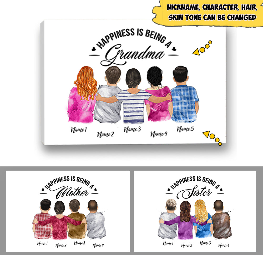 Custom Grandma's Hug, Happiness Is Being A Nickname Poster Canvas, Perfect Gift For Mother's Day