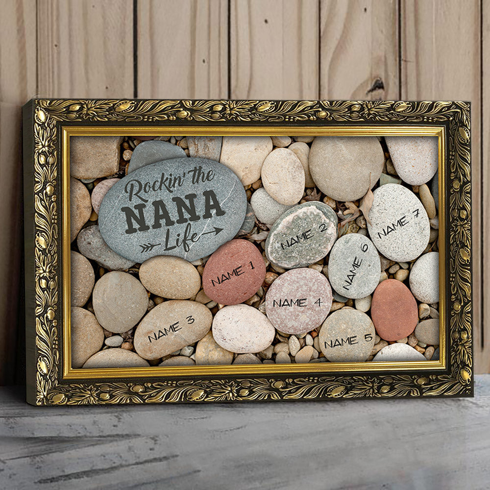 Rockin' The Grandma Life Rock Stone Personalized Canvas Ver 2 For Grandma
