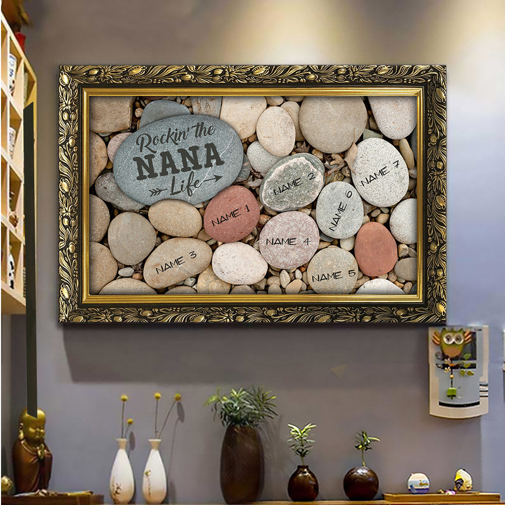 Rockin' The Grandma Life Rock Stone Personalized Canvas Ver 2 For Grandma