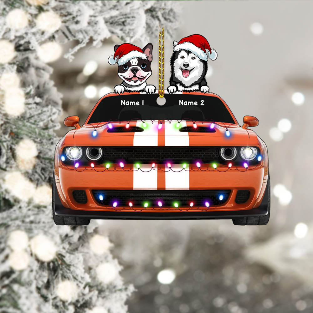 Traveling Dogs Challenger, Personalized Cut Shape Acrylic 2 Sided Ornament, Christmas Gift For Dog Mom, Dog & Challenger Lovers, Made By Acrylic And The 2 Sides Are The Same