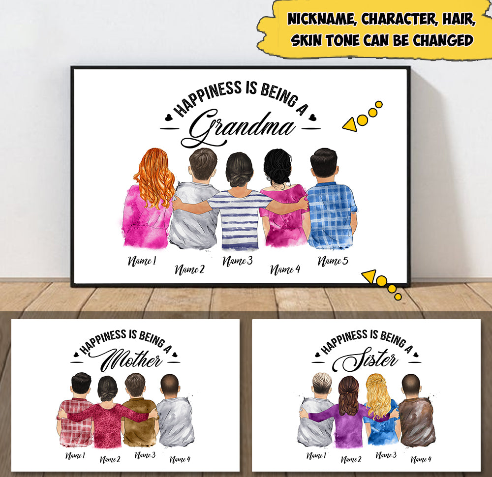 Custom Grandma's Hug, Happiness Is Being A Nickname Poster Canvas, Perfect Gift For Mother's Day