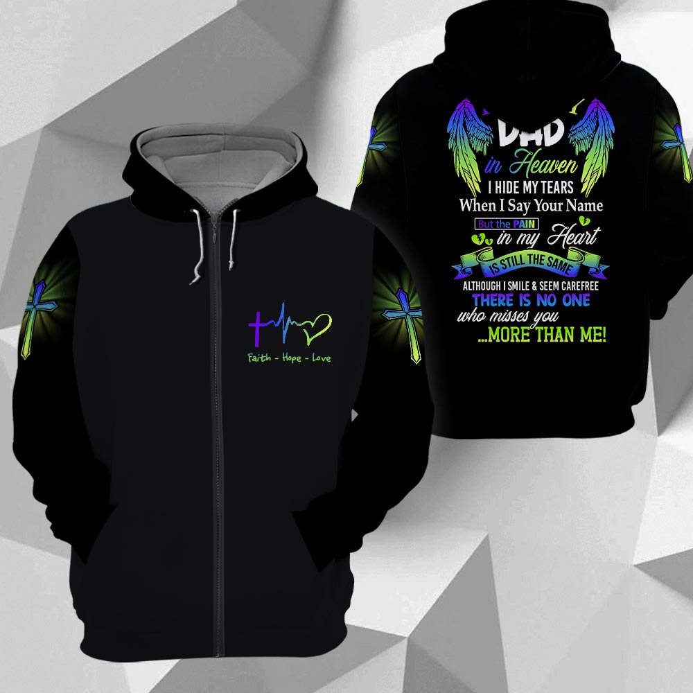 For My Dad In Heaven, Memorial Shirt Gift, All Over Print , Name Can Be Changed