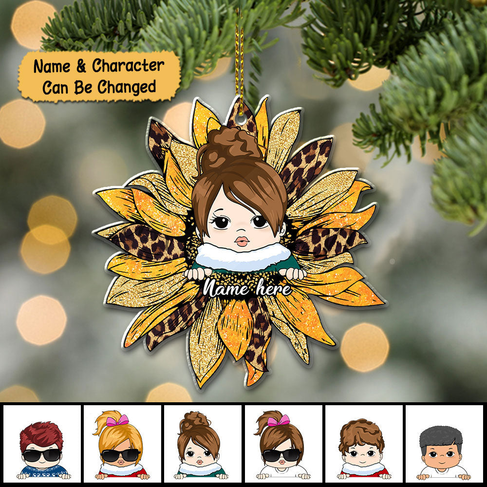 Sunflower With Grandkid Personalized Ornament For Happy Family Vr4 TRHN