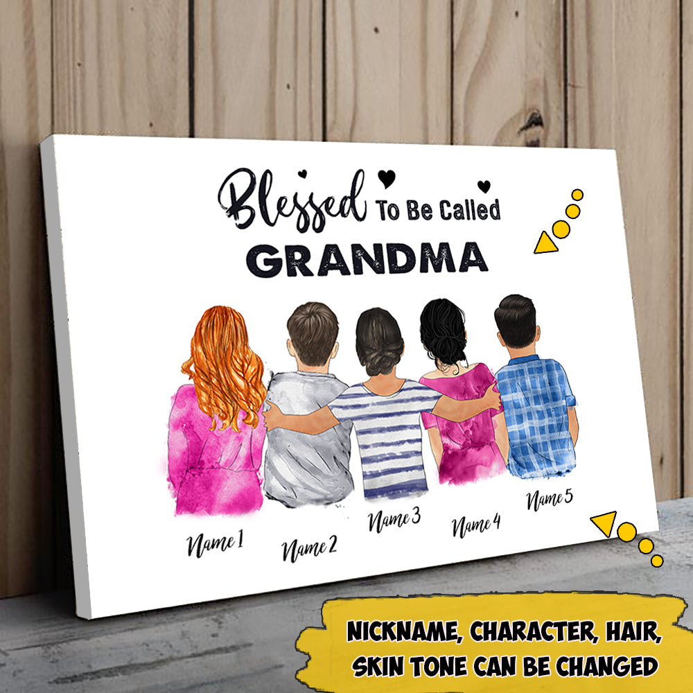 Custom Grandma's Hug, Blessed To Be Called Nickname Poster Canvas, Perfect Gift For Mother's Day