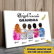 Custom Grandma's Hug, Blessed To Be Called Nickname Poster Canvas, Perfect Gift For Mother's Day