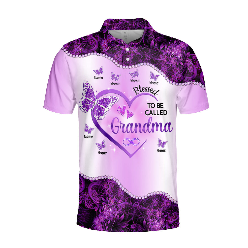 Personalized Purple Heart Butterflies All Over Print Shirts For Grandma Nana Gigi