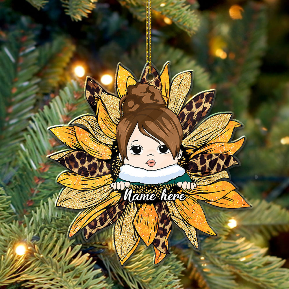 Sunflower With Grandkid Personalized Ornament For Happy Family Vr4 TRHN