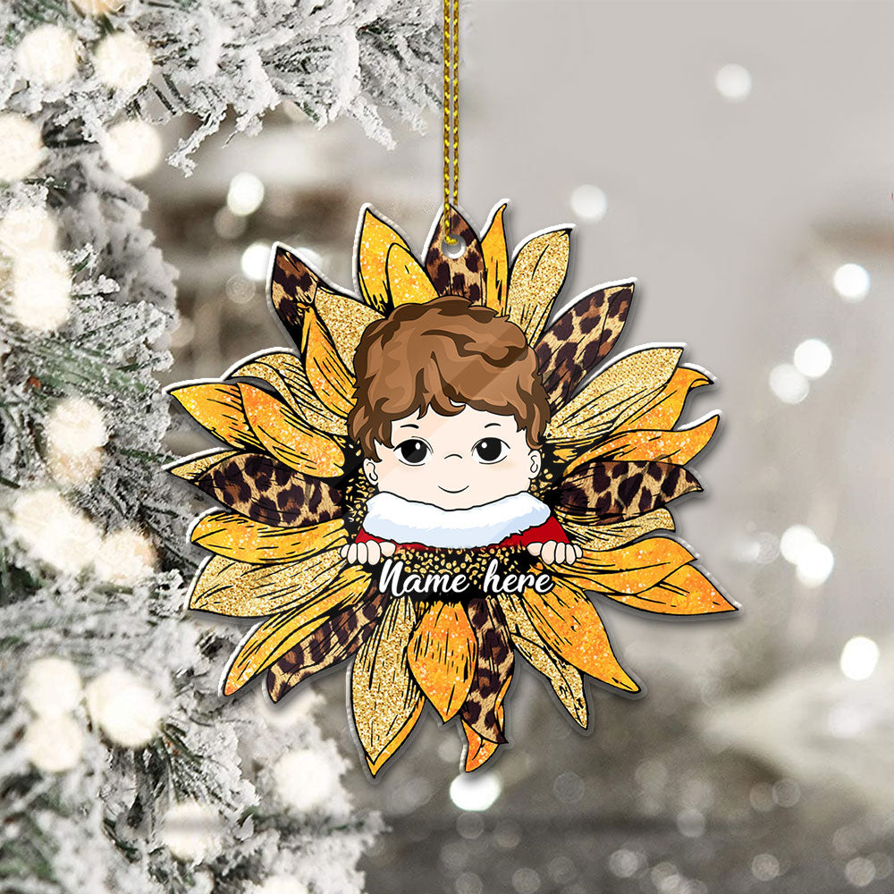 Sunflower With Grandkid Personalized Ornament For Happy Family Vr4 TRHN