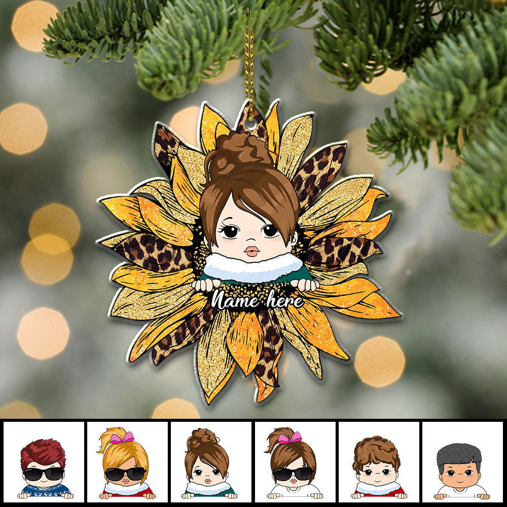 Sunflower With Grandkid Personalized Ornament For Happy Family Vr4 TRHN