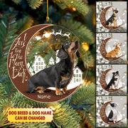 Dachshund Sitting And Happy On The Moon 2 Layer Mix Wood And Acrylic Ornament