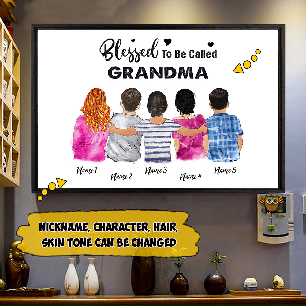 Custom Grandma's Hug, Blessed To Be Called Nickname Poster Canvas, Perfect Gift For Mother's Day