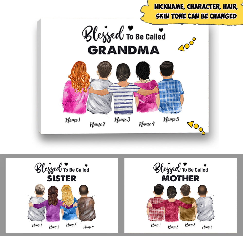 Custom Grandma's Hug, Blessed To Be Called Nickname Poster Canvas, Perfect Gift For Mother's Day