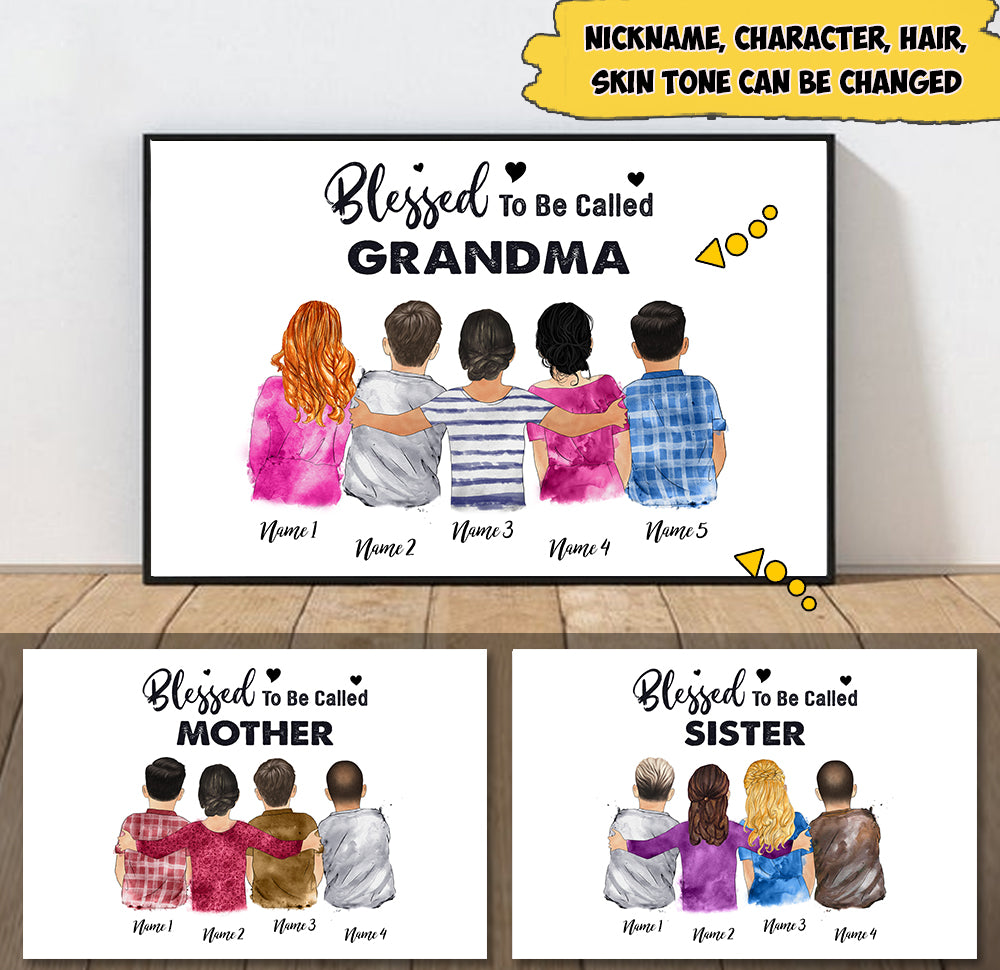 Custom Grandma's Hug, Blessed To Be Called Nickname Poster Canvas, Perfect Gift For Mother's Day