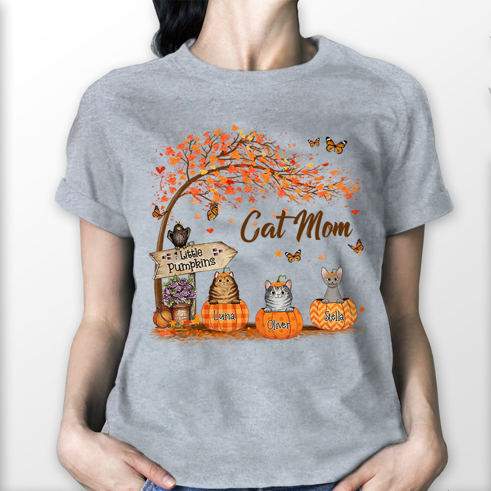 Personalized Cat Mom Shirt, Cat Mom Little Pumpkin Autumn Halloween