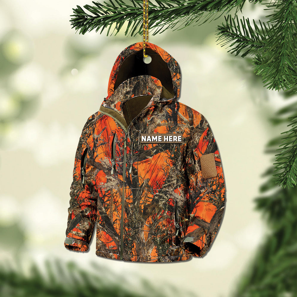 Hunting Customized Name Jacket Ornament, Hunting Personalized Acrylic Ornament, Name & Camo Patterns can be changed
